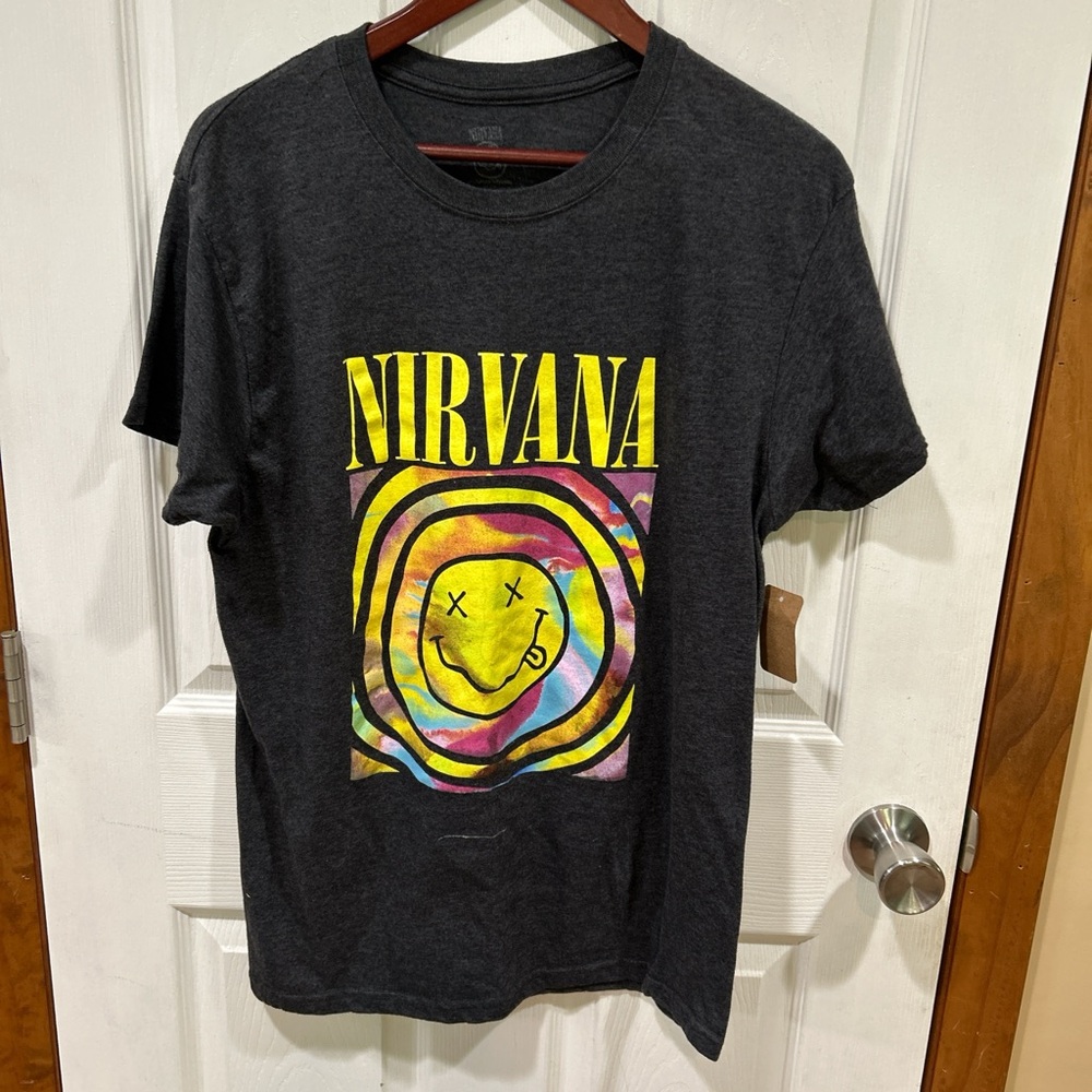 Nirvana Gray Tie-Dye Smiley Logo